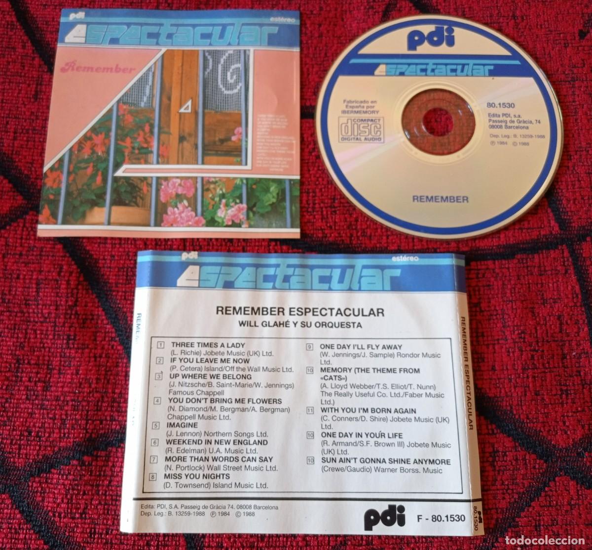 CDs de m&uacute;sica: WILL GLAHE ** Remember Espectacular ** CD ORIGINAL 1988 - Foto 1