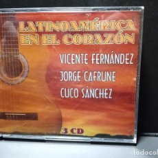 CDs de Música: LATINOAMERICA EN EL CORAZON -VICENTEFERNANDEZ/ JORGE CAFRUNE/ CUCO SANCHEZ - TRIPLE CD PEPETO. Lote 386672894