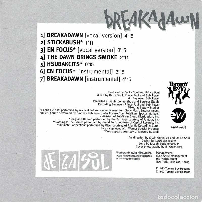 CDs de m&uacute;sica: De La Soul - Breakadawn b/w En Focus. CD Maxi - Foto 2
