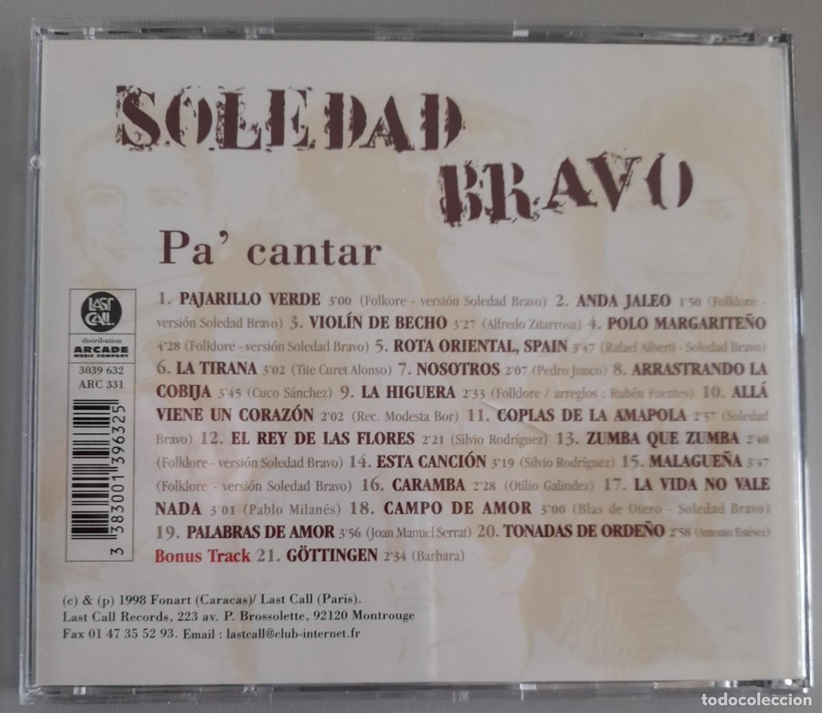 CDs de m&uacute;sica: SOLEDAD BRAVO - PA CANTAR - Foto 2