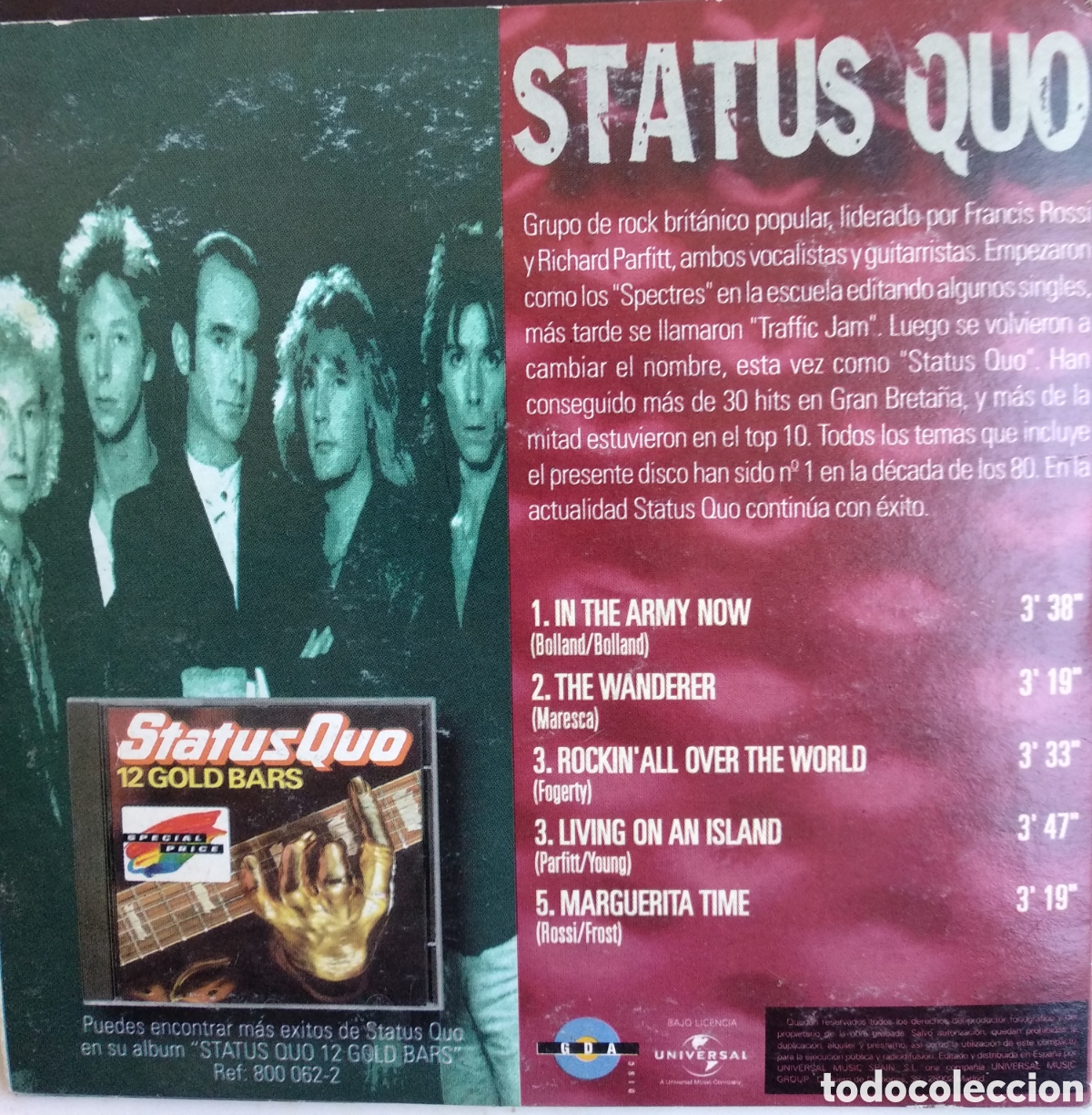 CDs de m&uacute;sica: *STATUS QUO, SPAIN, GDA, 2000 - Foto 2
