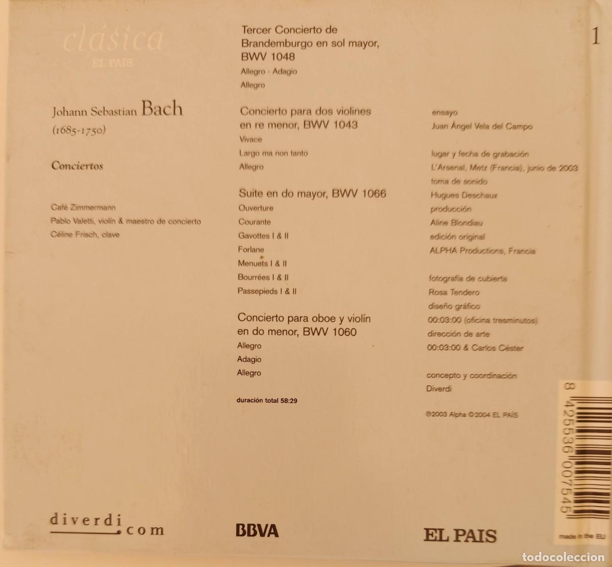 CDs de m&uacute;sica: BACH - CONCIERTOS CAFE ZIMMERMANN - Foto 2