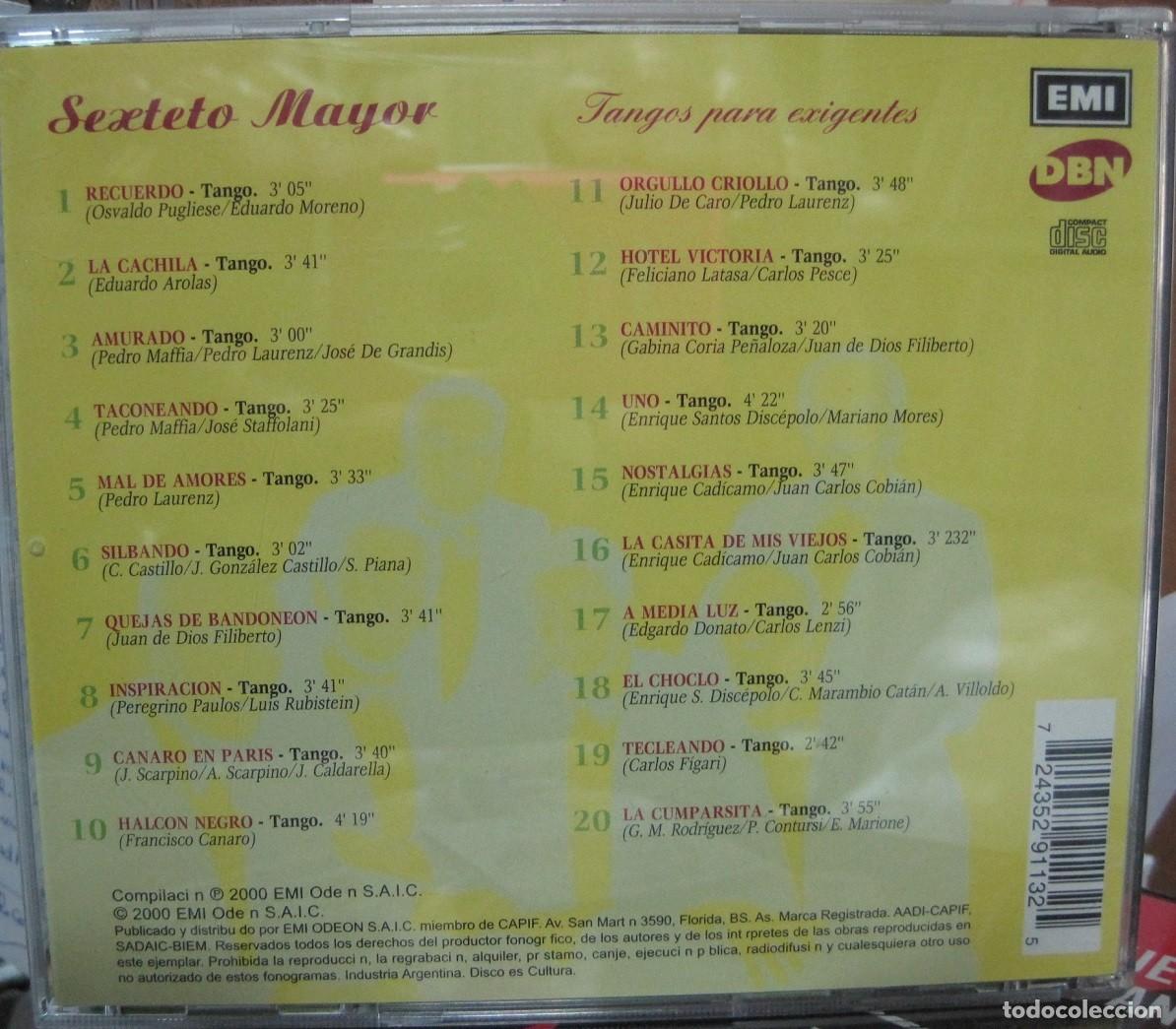 CDs de m&uacute;sica: Sexteto Mayor &ndash; Tangos Para Exigentes - Foto 2