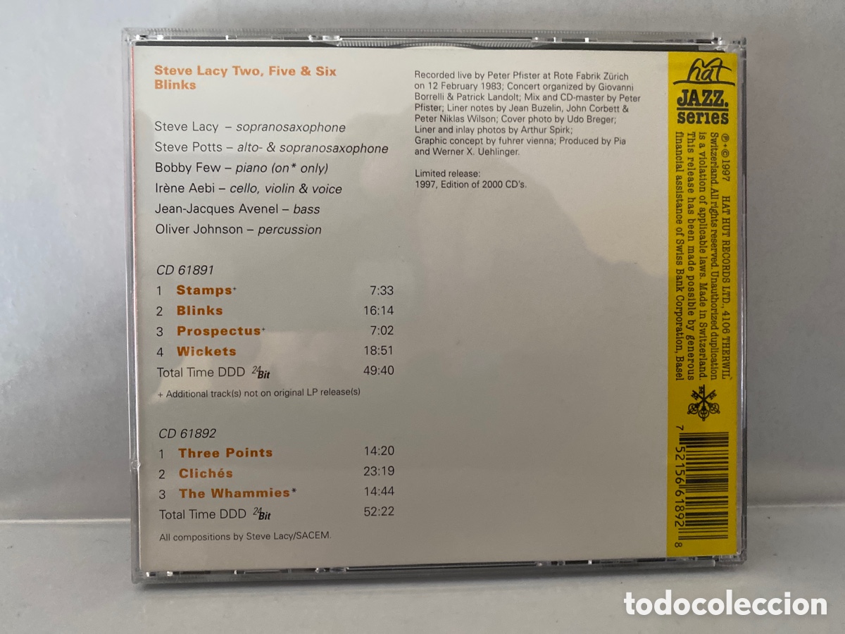 CDs de m&uacute;sica: Steve Lacy Two, Five & Six - Blinks (2xCD, Album) - Foto 2