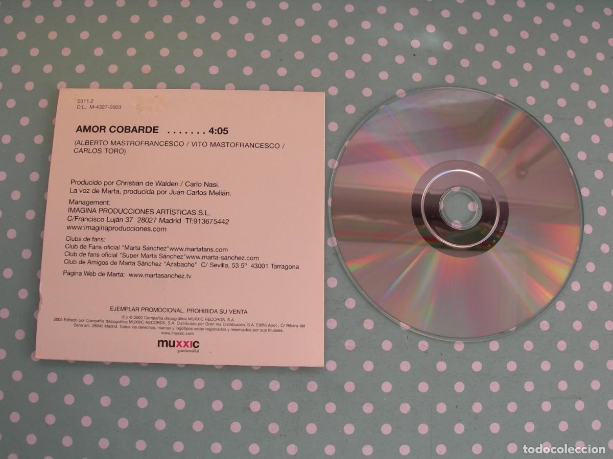 CDs de m&uacute;sica: MARTA S&Aacute;NCHEZ / AMOR COBARDE / CD SINGLE / POP - Foto 2
