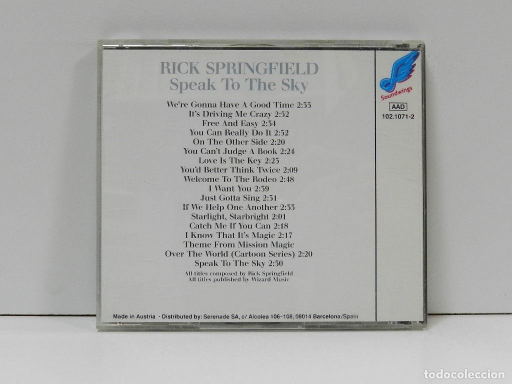 CDs de m&uacute;sica: DISCO CD. Rick Springfield &ndash; Speak To The Sky. COMPACT DISC. - Foto 2