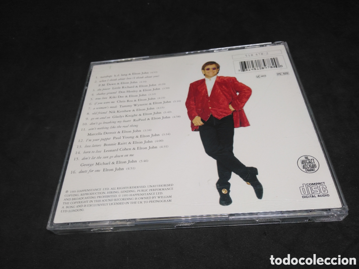 CDs de m&uacute;sica: ELTON JOHN - DUETS - CD - 1993 - DISCO VERIFICADO - Foto 2
