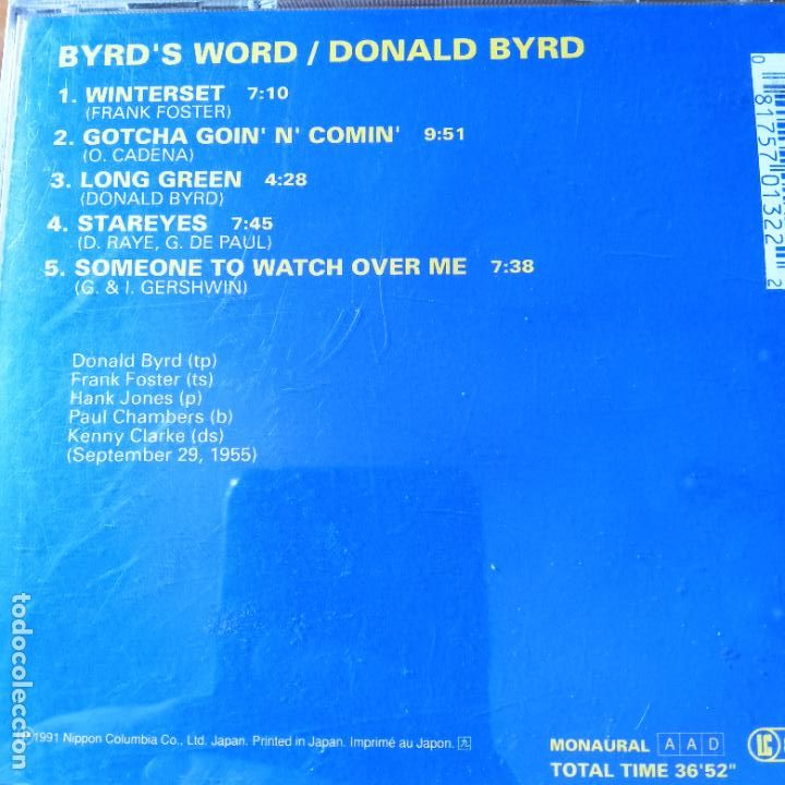 CDs de m&uacute;sica: DONALD BYRD, BYRDS WORD. CD - Foto 2