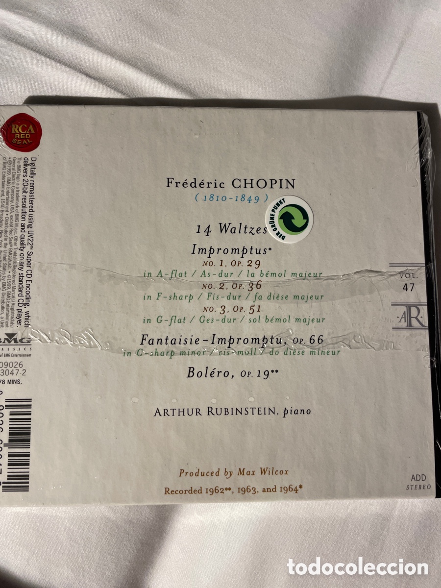 CDs de m&uacute;sica: 14 Valses de Chopin. Rubinstein - Foto 2