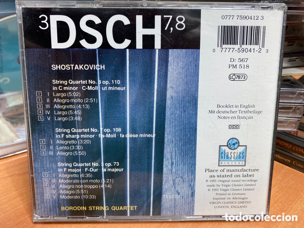 CDs de m&uacute;sica: Shostakovich - Borodin String Quartet - String Quartets 3, 7 & 8 (CD, Album) - Foto 2
