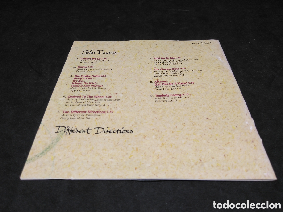 CDs de m&uacute;sica: JOHN DENVER - DIFFERENT DIRECTIONS - 1991 - CD - DISCO VERIFICADO - Foto 5