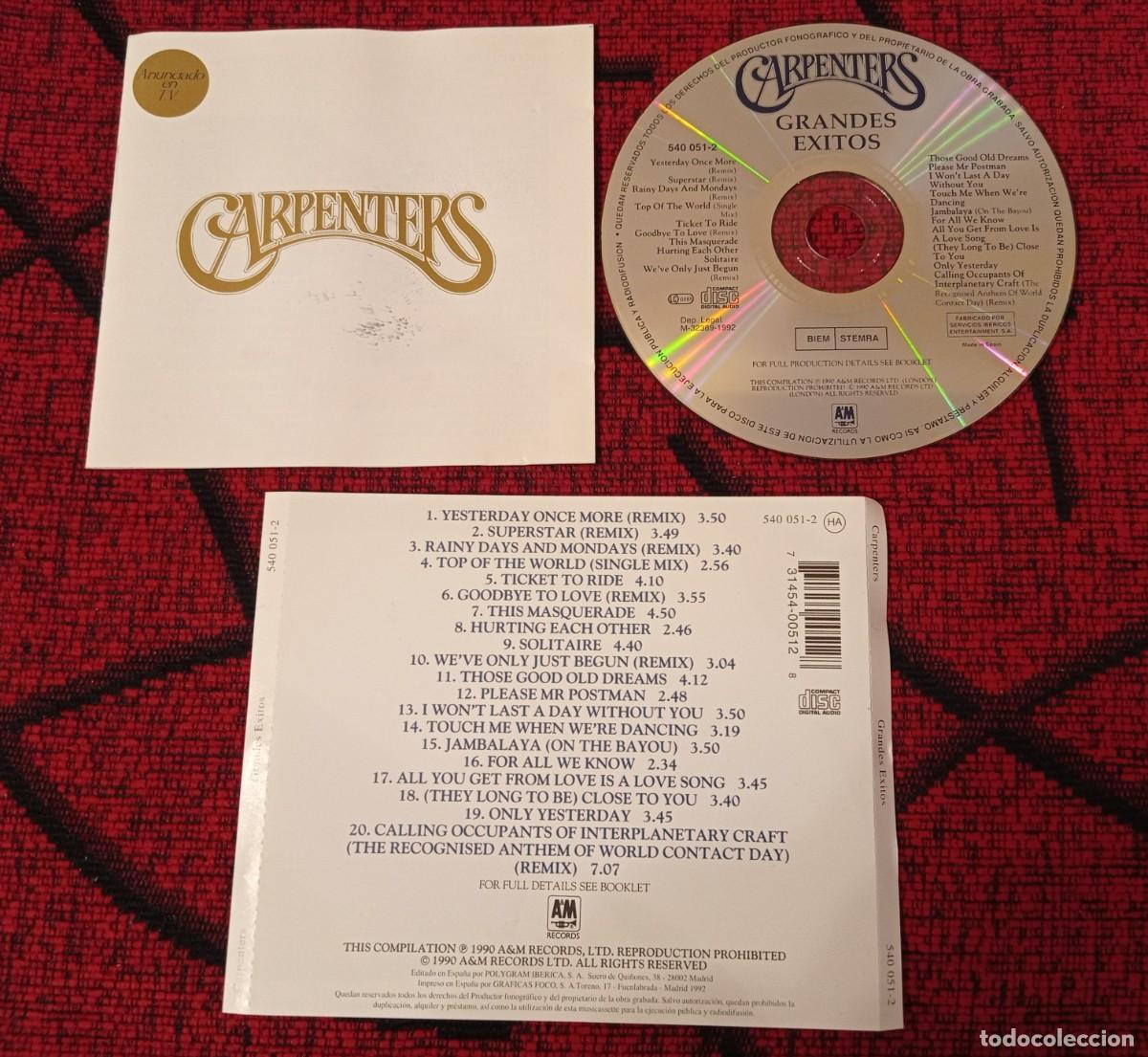 CDs de m&uacute;sica: CARPENTERS ** Grandes Exitos ** CD ORIGINAL 1992 - Foto 1