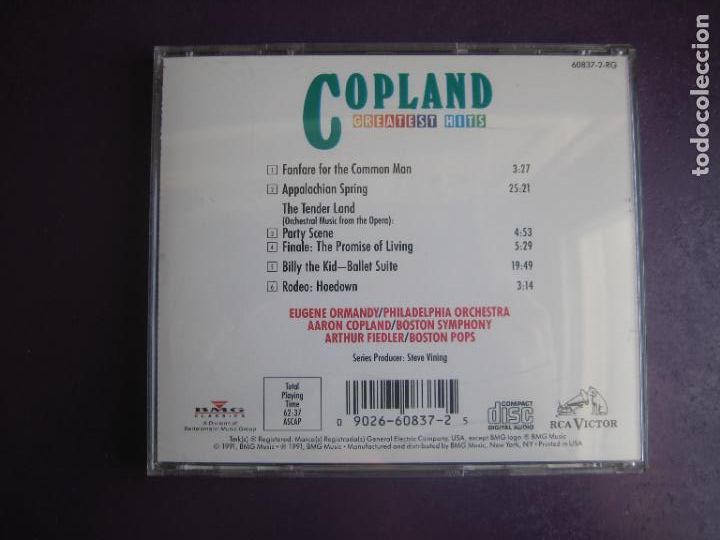 CDs de m&uacute;sica: COPLAND - GRANDES EXITOS - EUGENE ORMANDY - CD RCA, SINFONICA BOSTON, CLASICA, SIN USO - Foto 2
