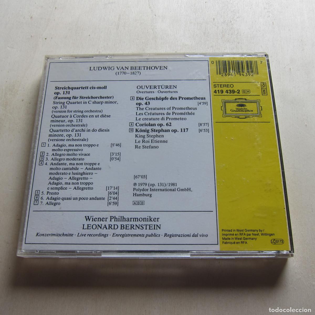 CDs de m&uacute;sica: BEETHOVEN. STRING QUARTET OP. 131 - LEONARD BERNSTEIN (DEUTSCHE GRAMMOPHON) CD - Foto 2