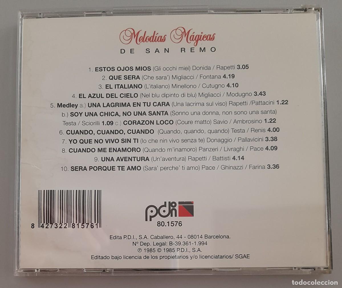 CDs de m&uacute;sica: MELODIAS MAGICAS DE SAN REMO - Foto 2