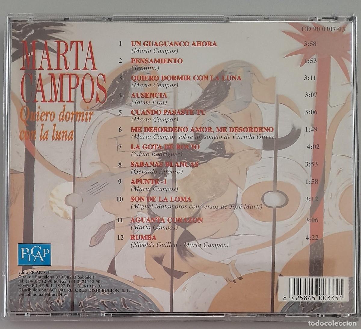CDs de m&uacute;sica: MARTA CAMPOS, QUIERO DORMIR CON LA LUNA - Foto 2