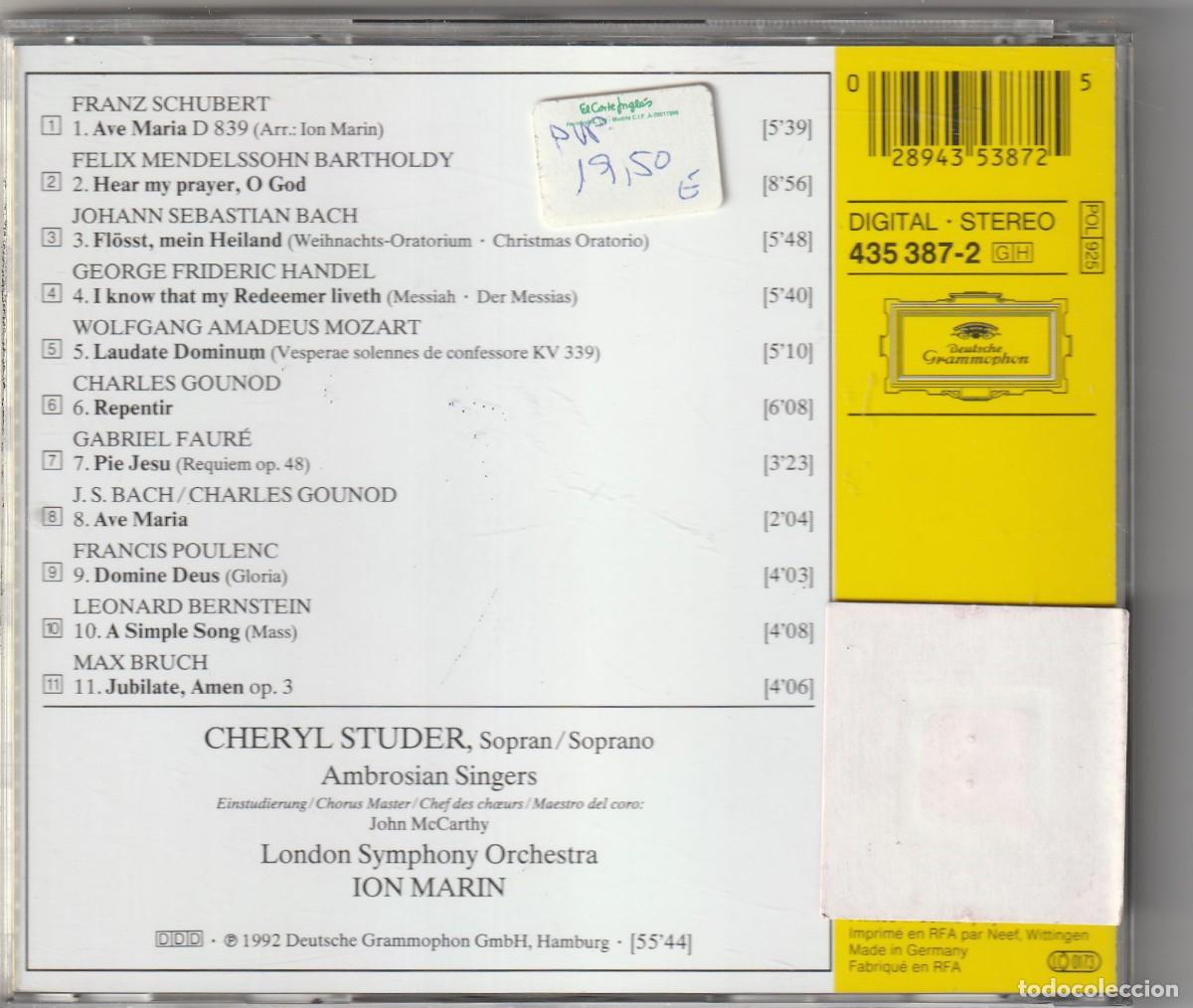 CDs de m&uacute;sica: CHERYL STUDER - AVE MARIA (CD DG 1992) - Foto 2