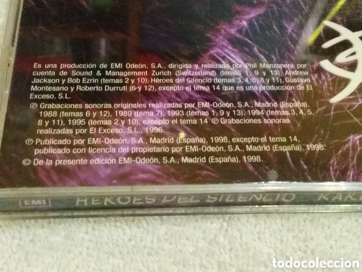 CDs de m&uacute;sica: H&Eacute;ROES DEL SILENCIO - RAREZAS / CD A&Ntilde;O 1998 - Foto 7