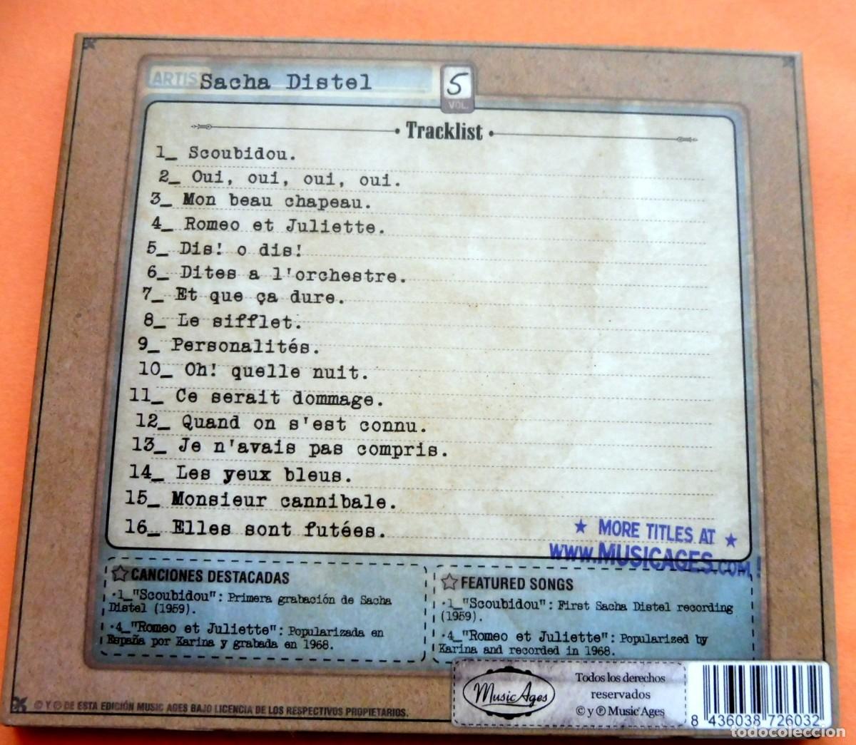 CDs de m&uacute;sica: CD - SACHA DISTEL - MUSIC AGES N&Uacute;M 5 - Foto 2