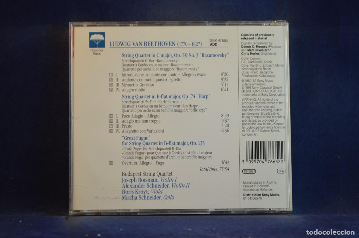 CDs de m&uacute;sica: BEETHOVEN - STRING QUARTETS - GREAT FUGUE BUDAPEST STRING QUARTET - CD - Foto 2