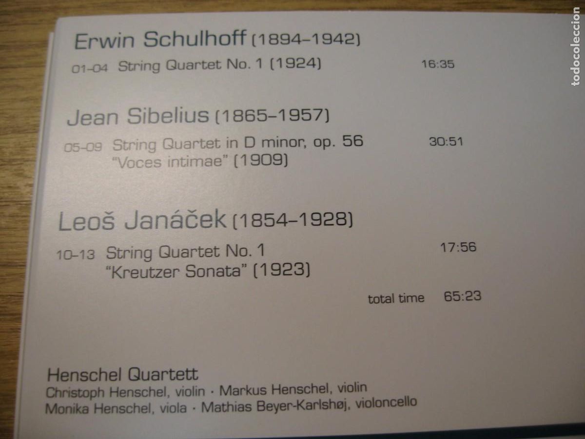 CDs de m&uacute;sica: CD.SCHULHOFF-SIBELIUS-JANACEK. STRING QUARTERS. CD NEOS FUNDACION BBVA. 2012 - Foto 6