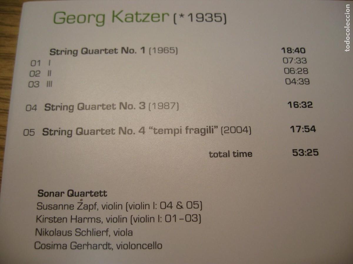 CDs de m&uacute;sica: CD. GEORG KATZER. STRING QUARTETS. CD. NEOS. FUNDACION BBVA. 2010 - Foto 7