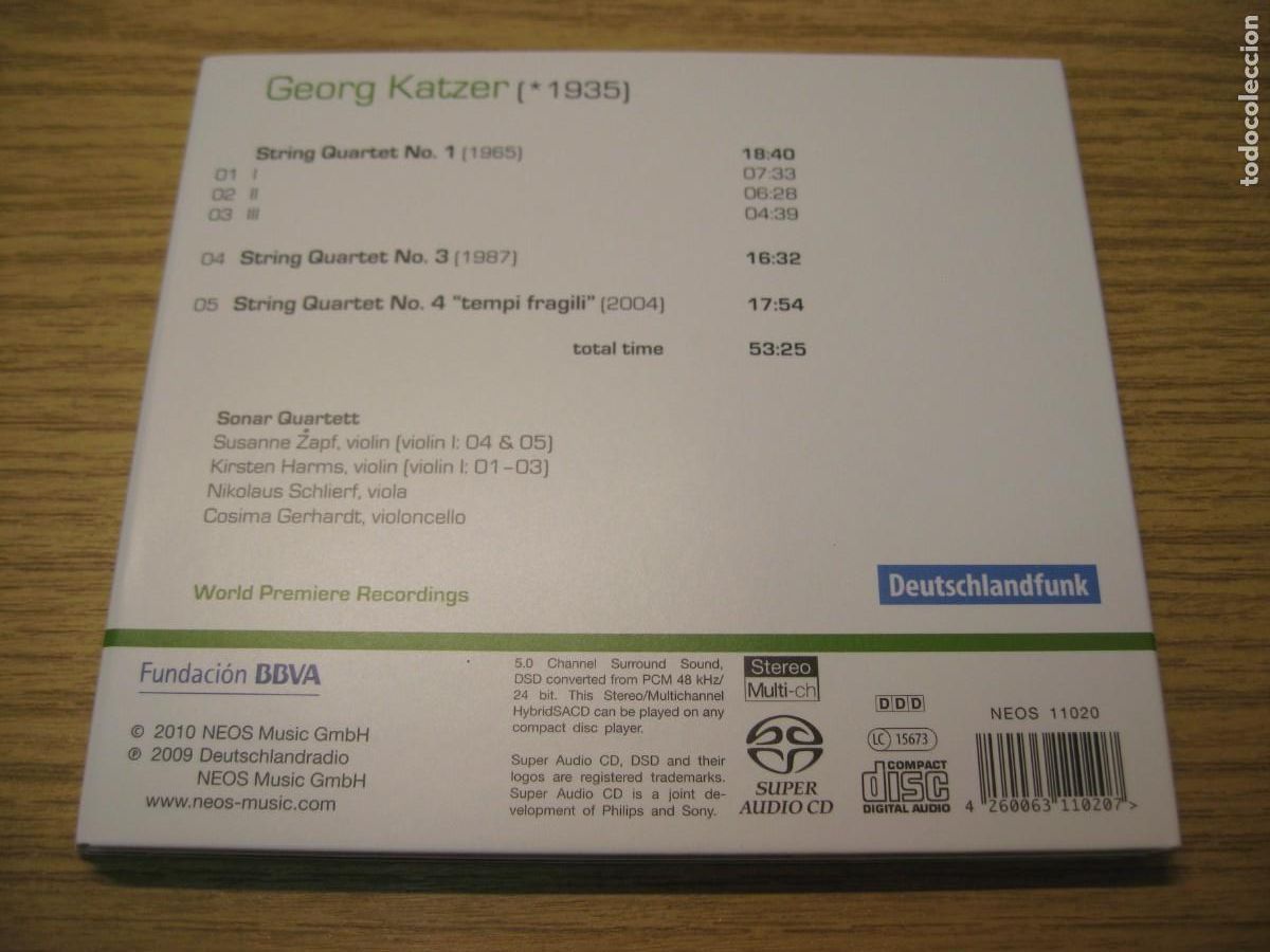 CDs de m&uacute;sica: CD. GEORG KATZER. STRING QUARTETS. CD. NEOS. FUNDACION BBVA. 2010 - Foto 8