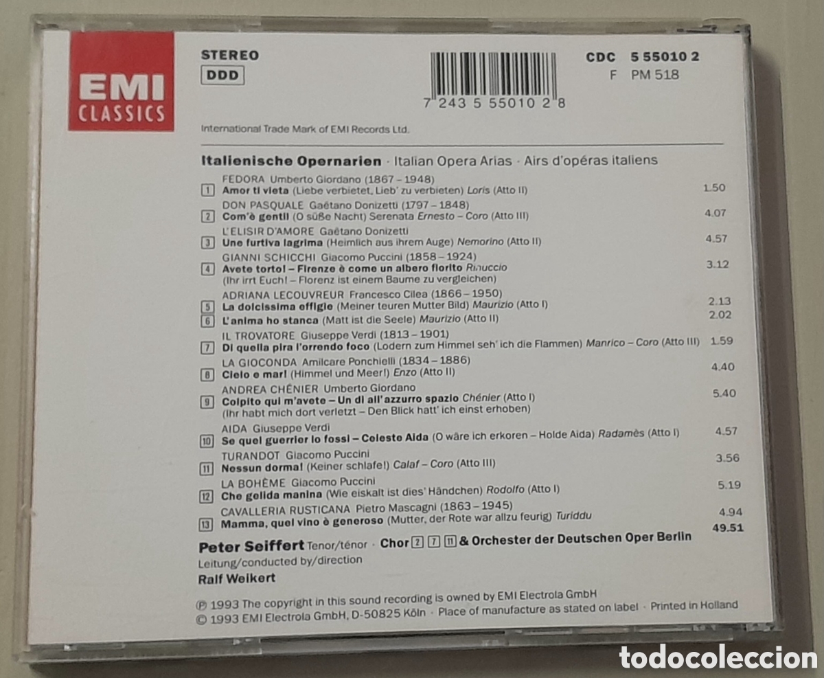 CDs de m&uacute;sica: PETER SEIFFERT. ITALIENISCHE OPERNARIEN - Foto 2