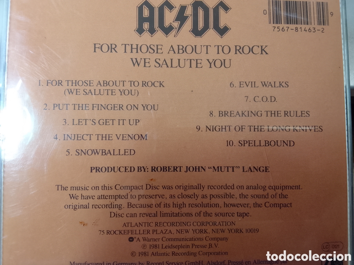 acdc for those about to rock imp - Acheter CD d'autres styles de musique  sur todocoleccion