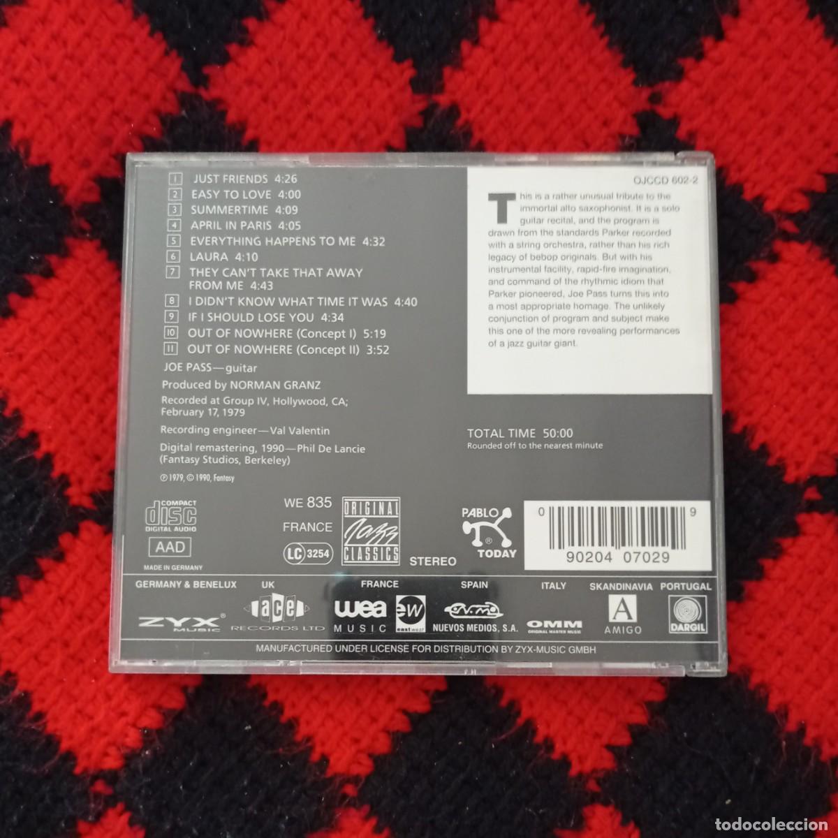 CDs de m&uacute;sica: JOE PASS: I REMEMBER CHARLIE PARKER (CD) - Foto 2