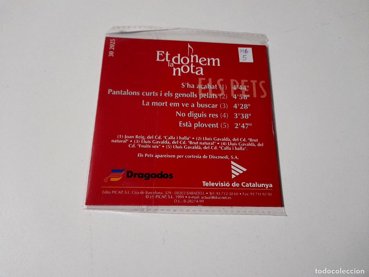 CDs de m&uacute;sica: ELS PETS &rdquo;ET DONEM LA NOTA&rdquo; CD SINGLE 5 TRACKS - Foto 2
