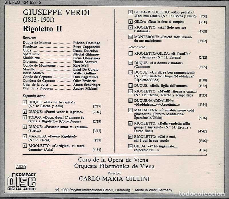 CDs de m&uacute;sica: La Gran Opera. Giuseppe Verdi - Rigoletto II. CD - Foto 2