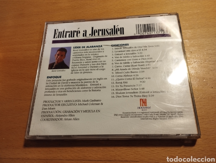 CDs de m&uacute;sica: ENTRAR&Eacute; A JERUSAL&Eacute;N (CD) CON REN&Eacute; GONZ&Aacute;LEZ - Foto 3