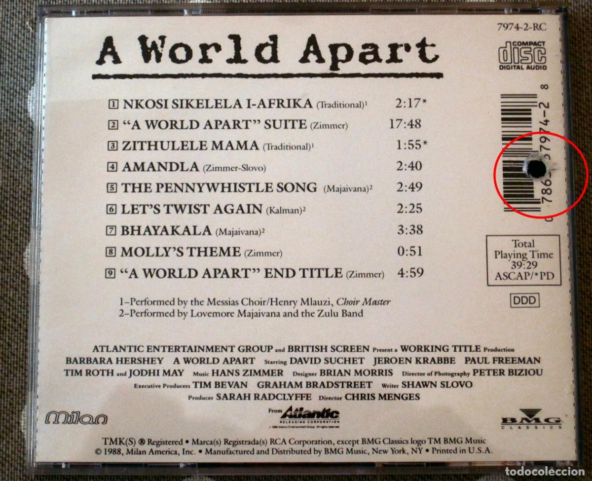 CDs de m&uacute;sica: A WORLD APART - Hans Zimmer - Foto 2