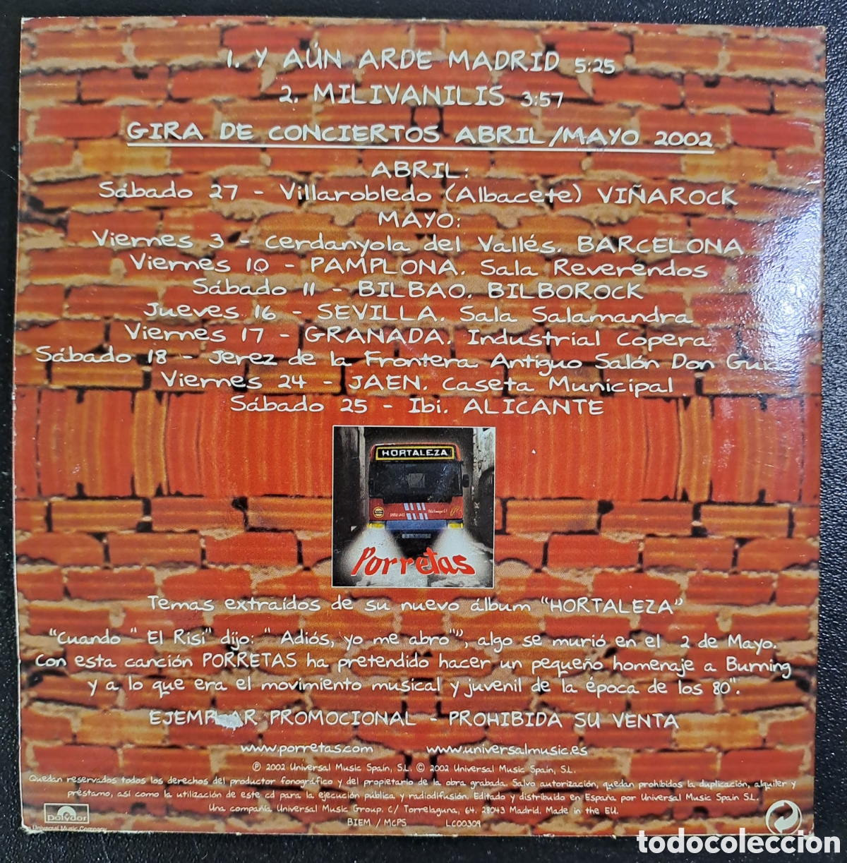 CDs de m&uacute;sica: *Porretas&nbsp;&ndash;&nbsp;Y A&uacute;n Arde Madrid. - Foto 2