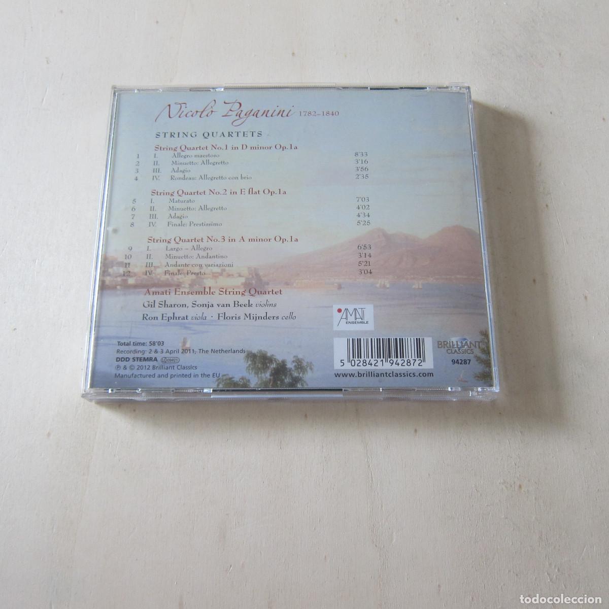 CDs de m&uacute;sica: PAGANINI. STRING QUARTETS. Nos. 1-3 - AMATI ENSEMBLE STRING QUARTET (BRILLIANT CLASSICS) CD - Foto 2