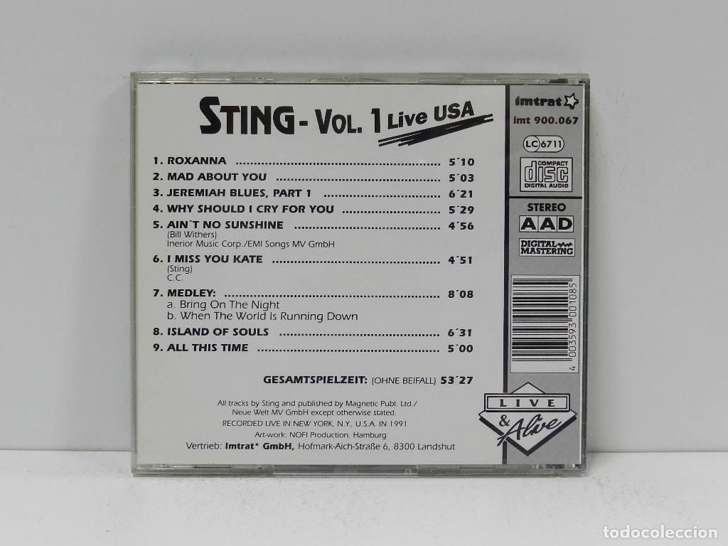 CDs de m&uacute;sica: DISCO CD. Sting &ndash; Live USA Vol. 1 - Bootleg. COMPACT DISC. - Foto 2