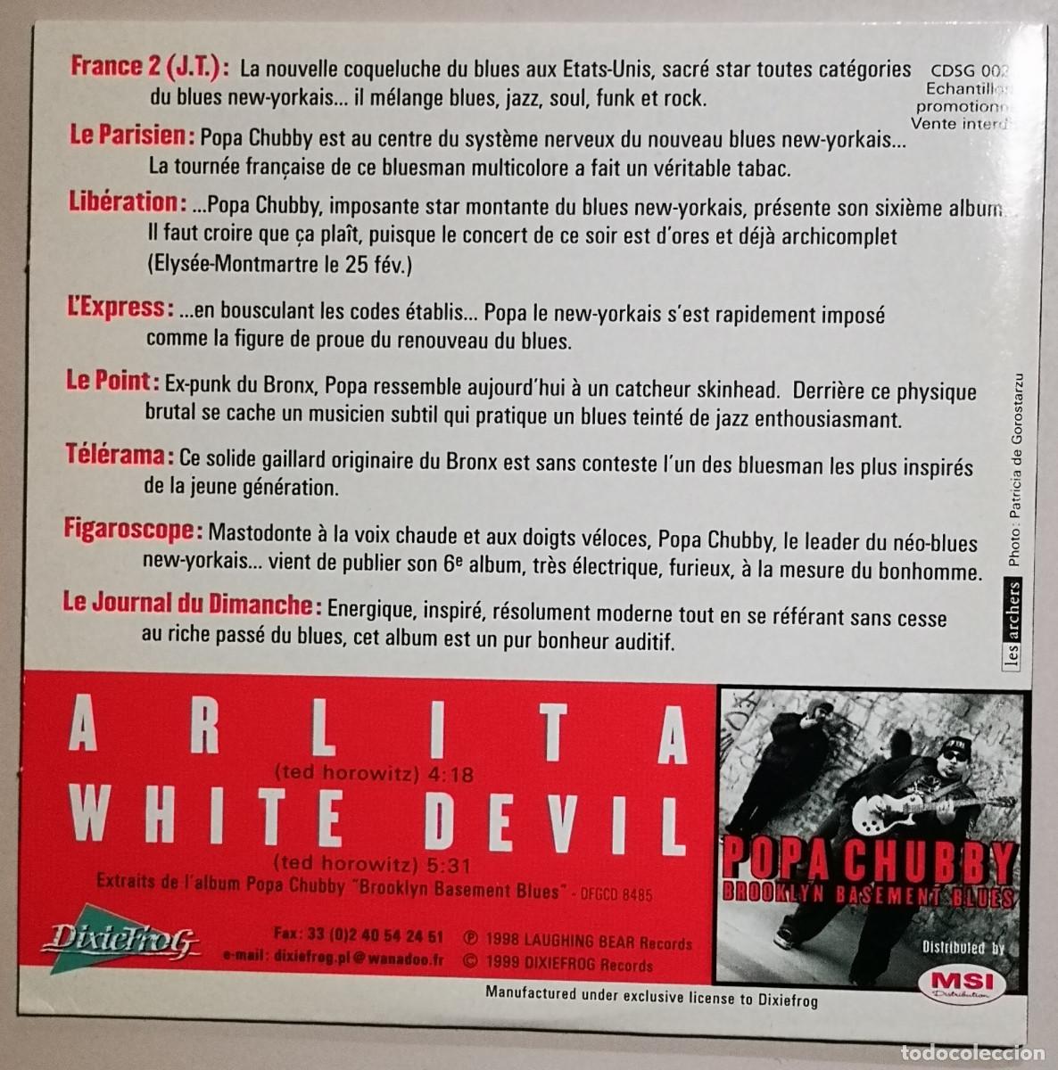 CDs de m&uacute;sica: CD SINGLE - POPA CHUBBY - ARLITA - 1999 DIXIEFROG - Foto 2