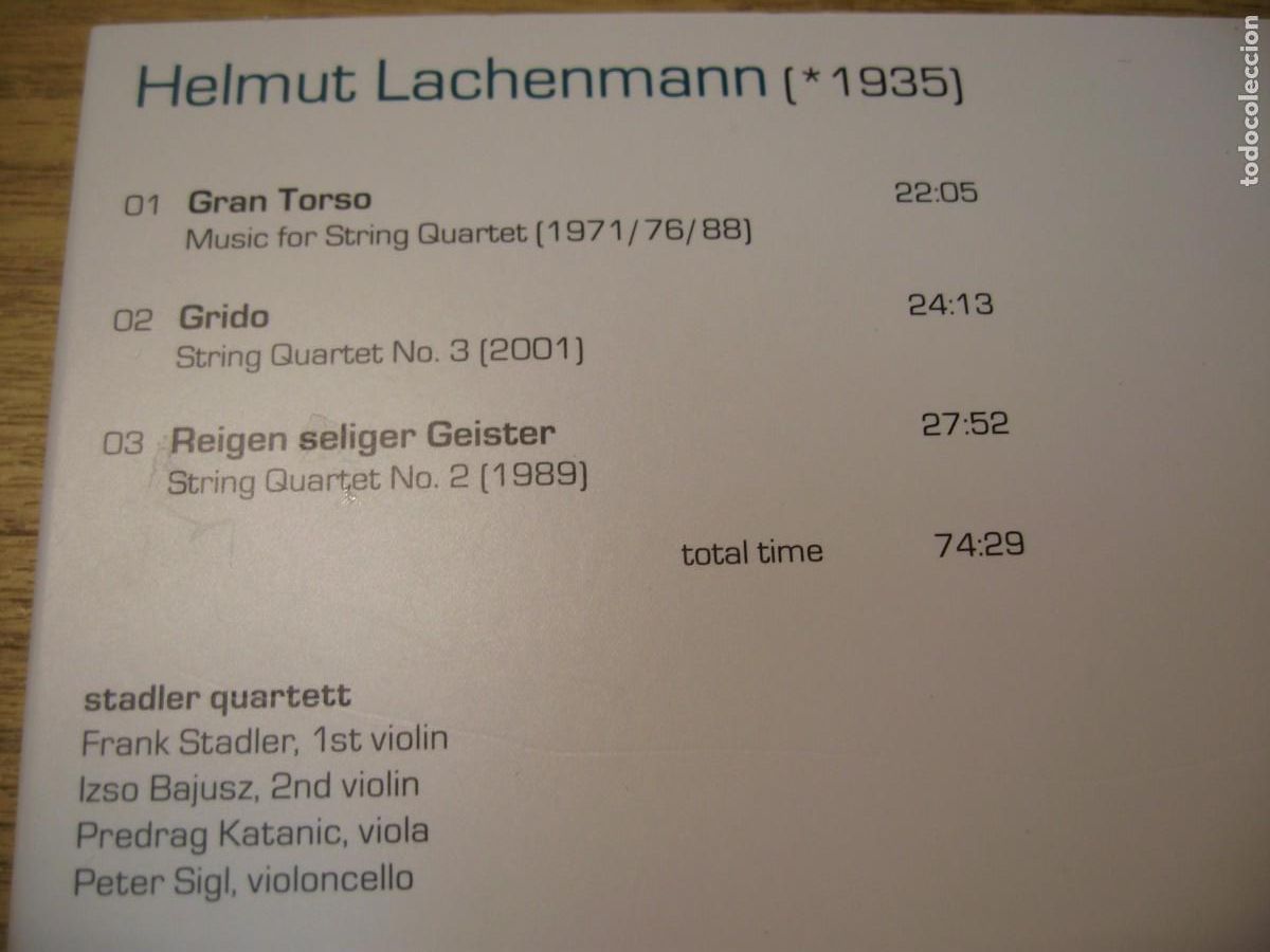 CDs de m&uacute;sica: CD. HELMUT LACHENMANN. STRING QUARTERS. CD. NEOS. FUNDACION BBVA. 2010 - Foto 6
