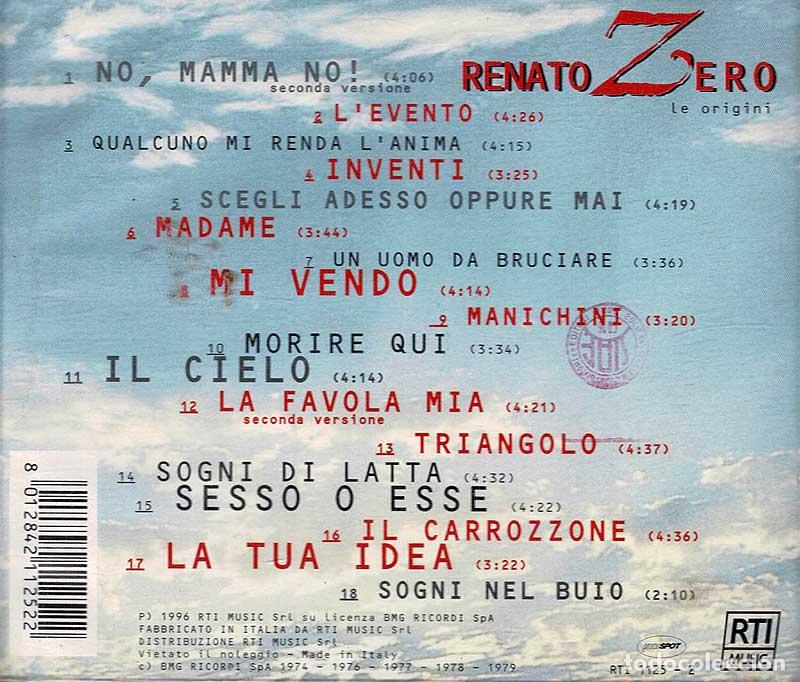 CDs de m&uacute;sica: Renato Zero - Le Origini. CD - Foto 2