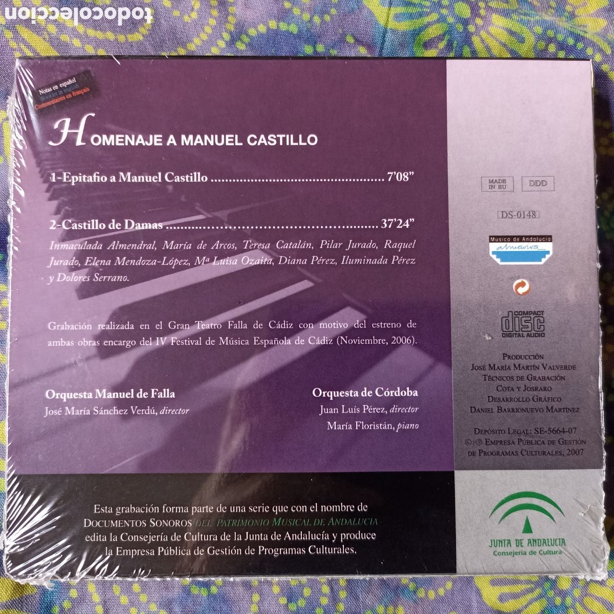 CDs de m&uacute;sica: Homenaje a Manuel Castillo. Epitafio/Castillo de Damas - Foto 2