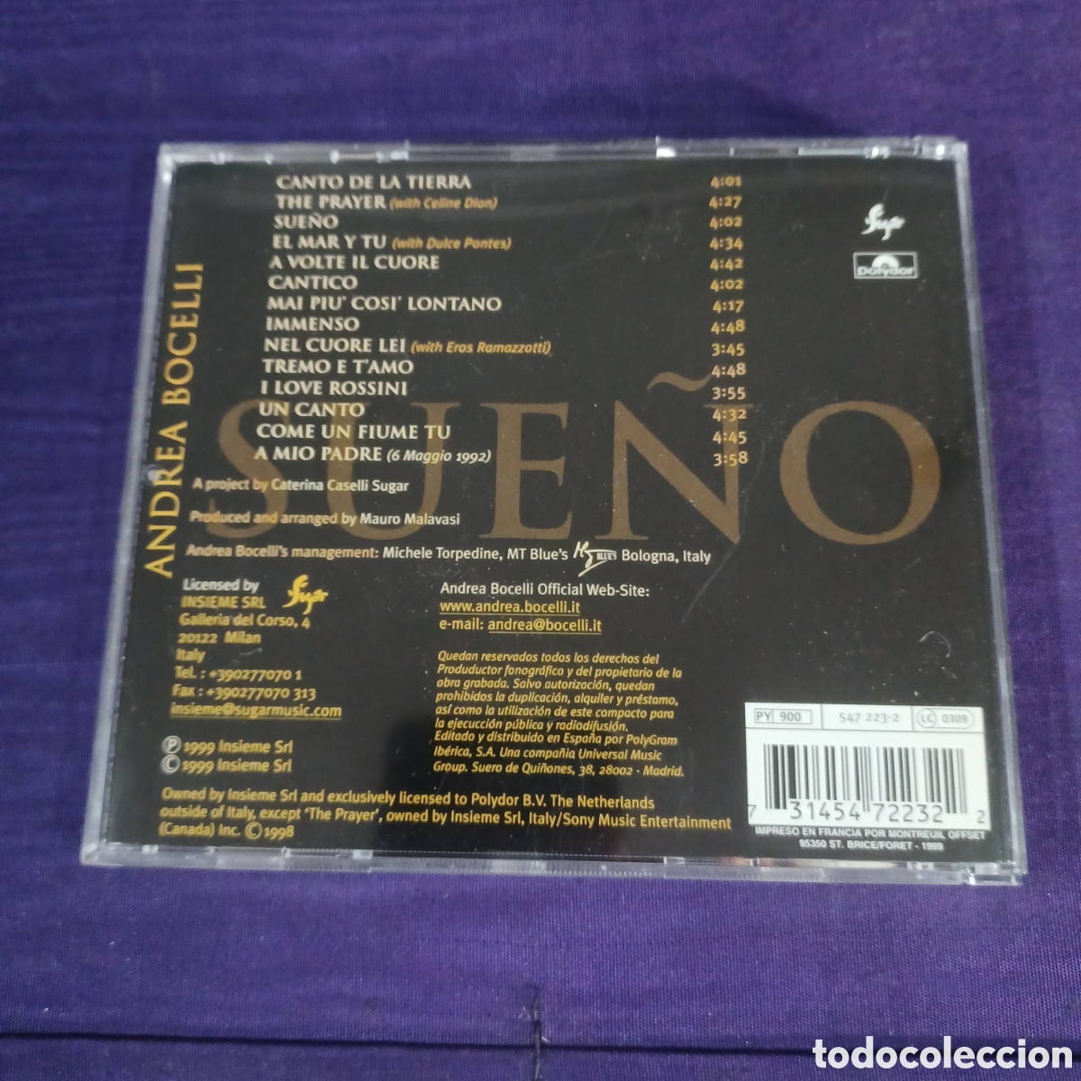 CDs de m&uacute;sica: ANDREA BOCELLI - SUE&Ntilde;O - Foto 4