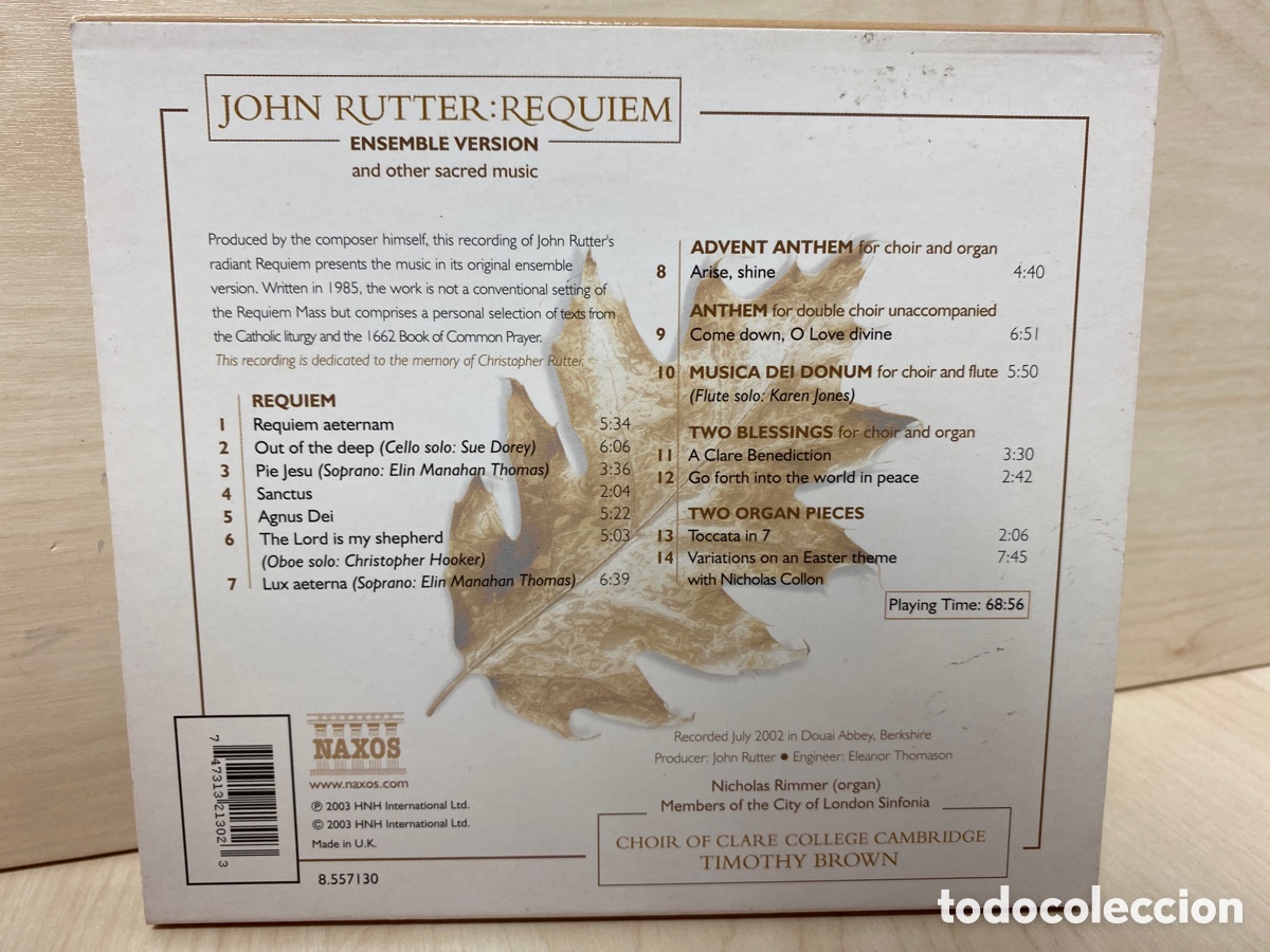 CDs de m&uacute;sica: John Rutter - Timothy Brown - Requiem (CD) - Foto 2