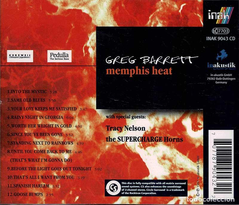 CDs de m&uacute;sica: Greg Barrett - Memphis Heat. CD - Foto 2
