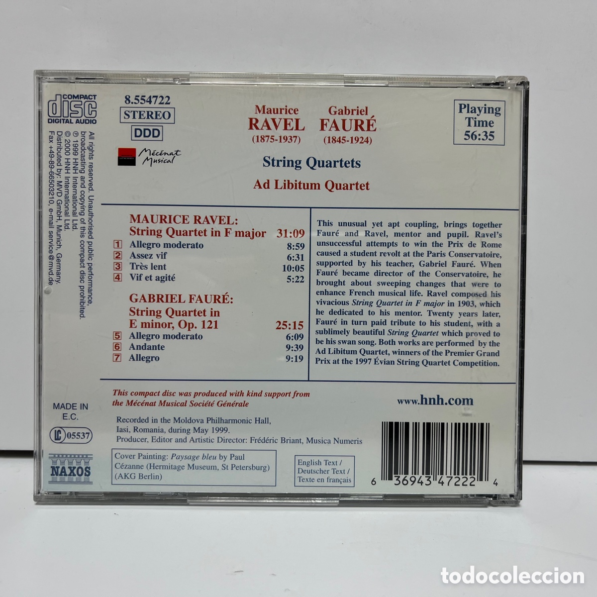 CDs de m&uacute;sica: Ravel &middot; Faur&eacute; - Ad Libitum Quartet - String Quartets (CD, Album) - Foto 2