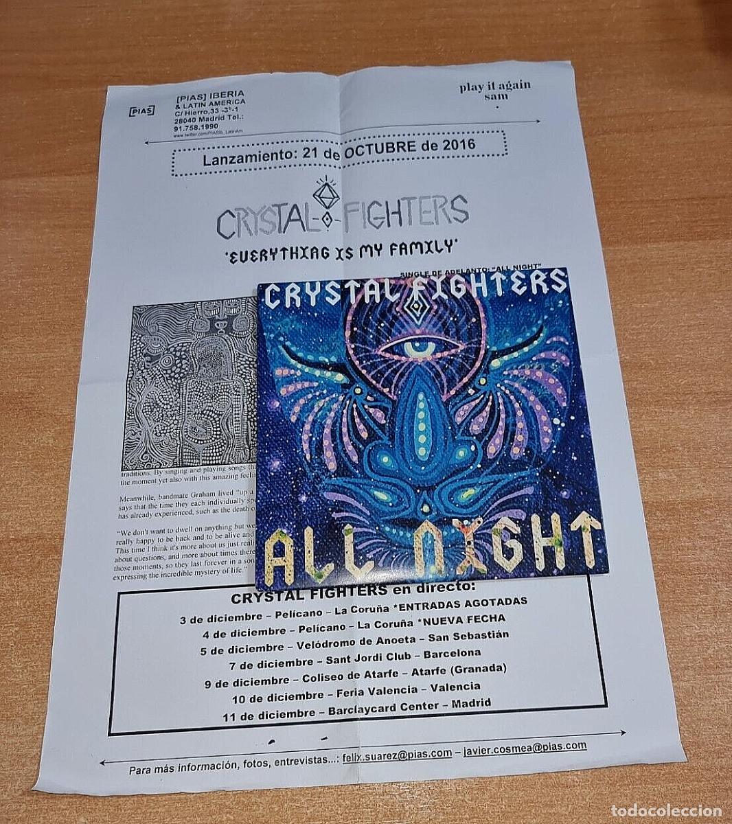 CD di Musica: CRYSTAL FIGHTERS All night CD SINGLE PROMO CARTON 2016 UK + INSERT ESPA&Ntilde;A CONTIENE 1 TEMA