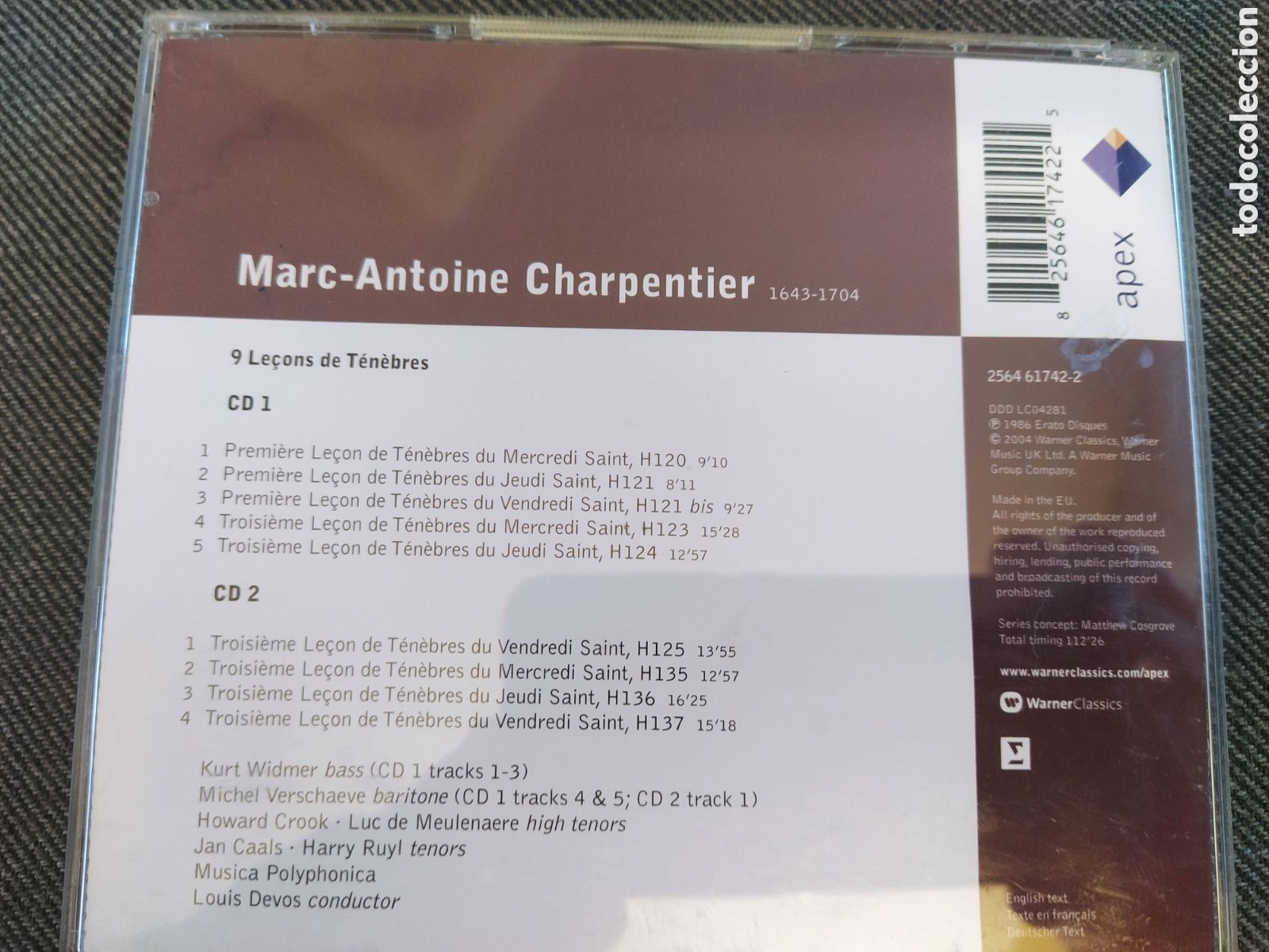 CDs de m&uacute;sica: CD Charpentier. 9 le&ccedil;ons de t&eacute;n&egrave;bres. Louis Devos - Foto 2