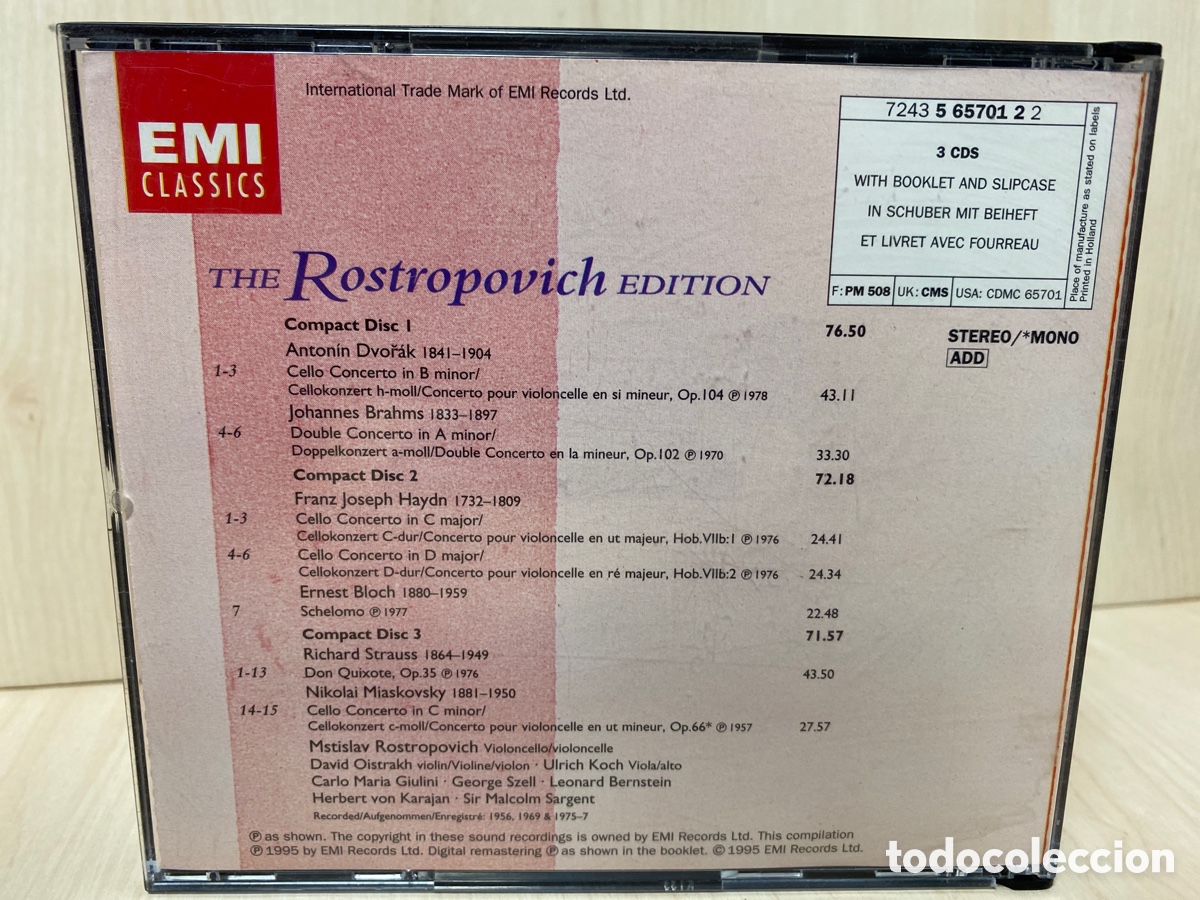 CDs de m&uacute;sica: Dvoř&aacute;k, Brahms, Haydn - The Rostropovich Edition (3xCD, Comp) - Foto 2
