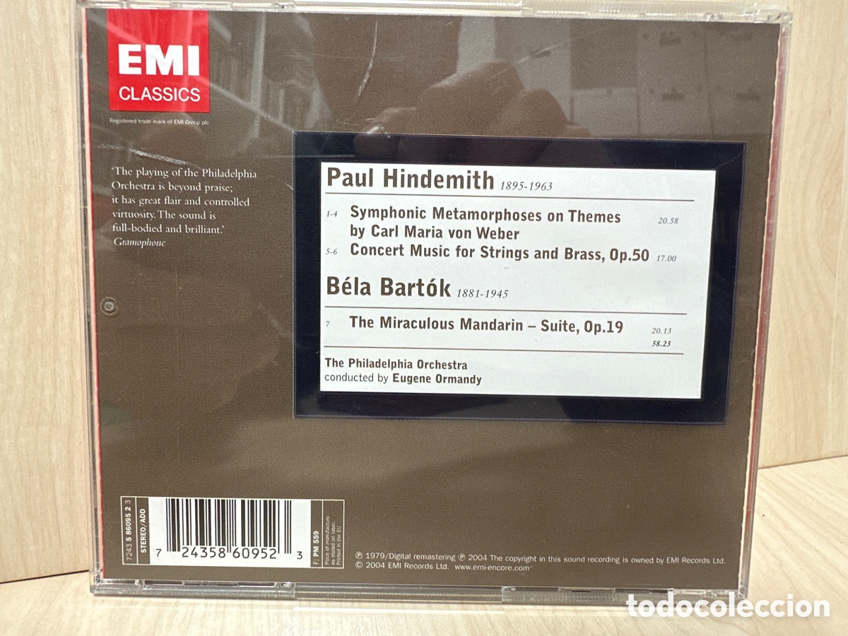 CDs de m&uacute;sica: Bart&oacute;k, Hindemith - Eugene Ormandy- Suite: The Miraculous Mandarin (CD, Album) - Foto 2