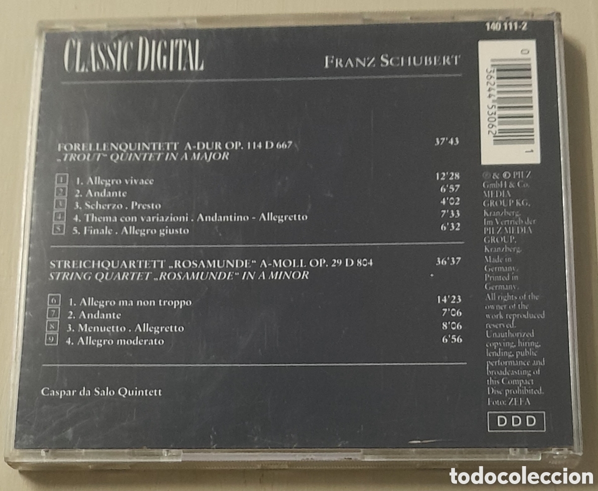 CDs de m&uacute;sica: FRANZ SCHUBERT - FORELLENQUINTETT - CLASSIC DIGITAL - Foto 2